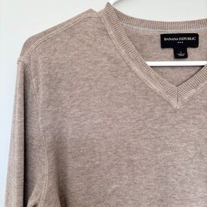 Banana Republic 100% Cotton V-Neck Sweater Business Casual Normcore Brown Men S
